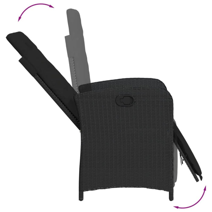 Reclining Garden Chairs 2 Pcs with Footrest Black Poly