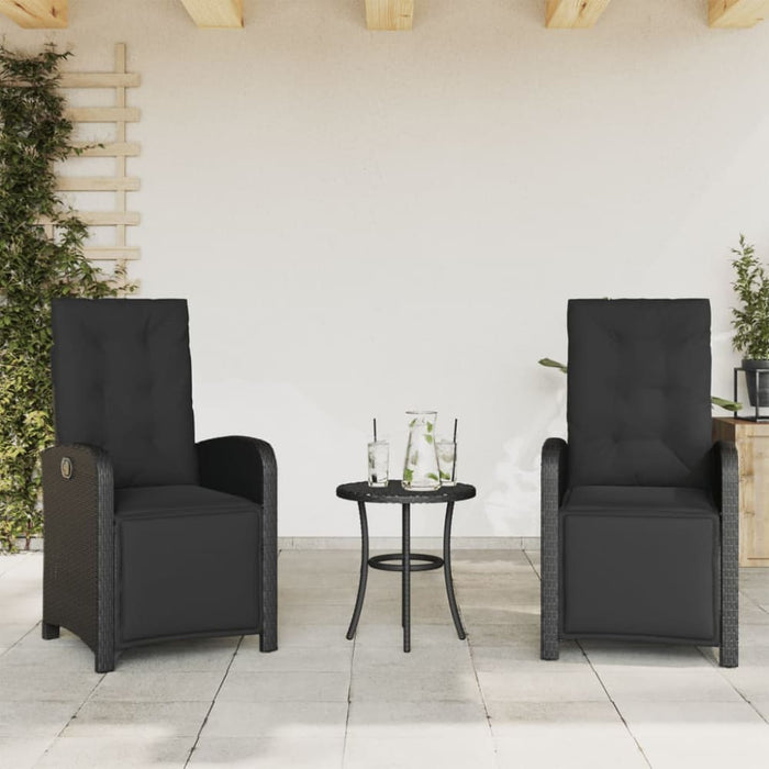 Reclining Garden Chairs 2 Pcs with Footrest Black Poly