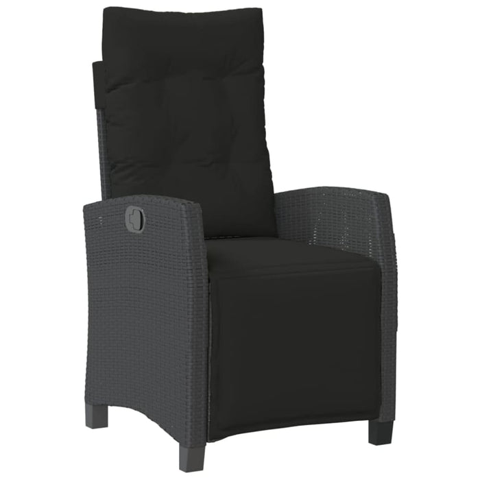 Reclining Garden Chairs 2 Pcs with Footrest Black Poly