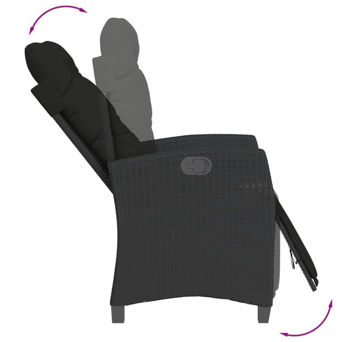 Reclining Garden Chairs 2 Pcs with Footrest Black Poly