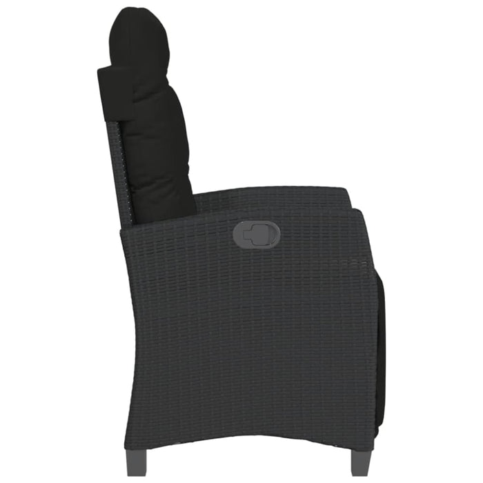 Reclining Garden Chairs 2 Pcs with Footrest Black Poly