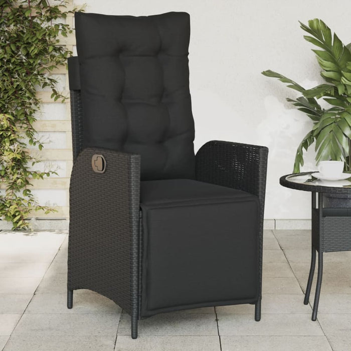 Reclining Garden Chairs 2 Pcs with Footrest Black Poly