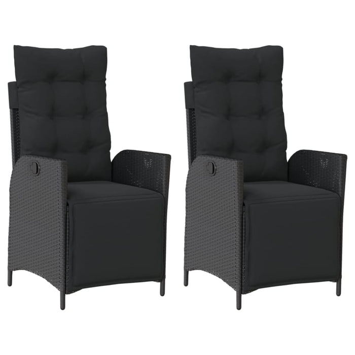 Reclining Garden Chairs 2 Pcs with Footrest Black Poly