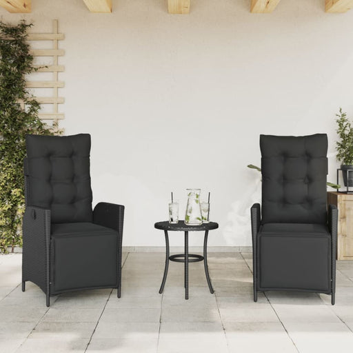 Reclining Garden Chairs 2 Pcs with Footrest Black Poly