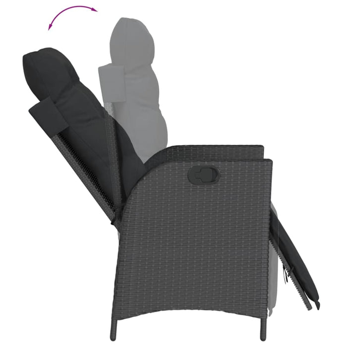 Reclining Garden Chairs 2 Pcs with Footrest Black Poly