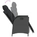 Reclining Garden Chairs 2 Pcs with Footrest Black Poly