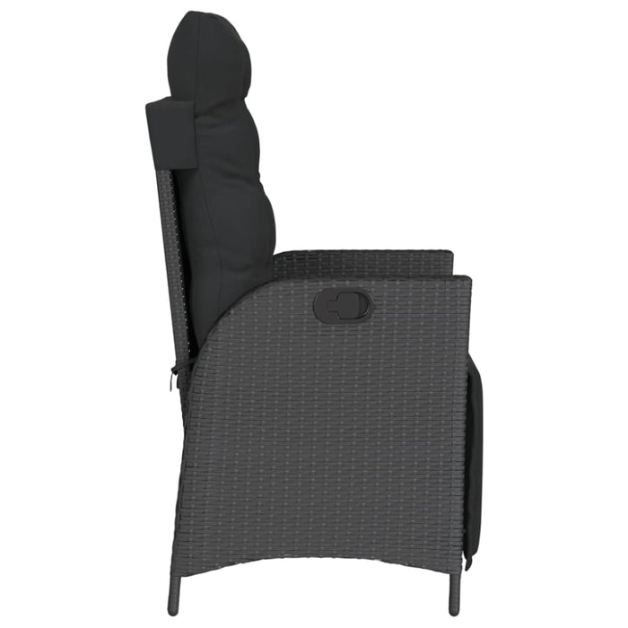 Reclining Garden Chairs 2 Pcs with Footrest Black Poly