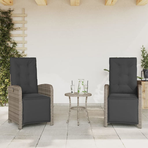 Reclining Garden Chairs 2 Pcs With Footrest Grey Poly
