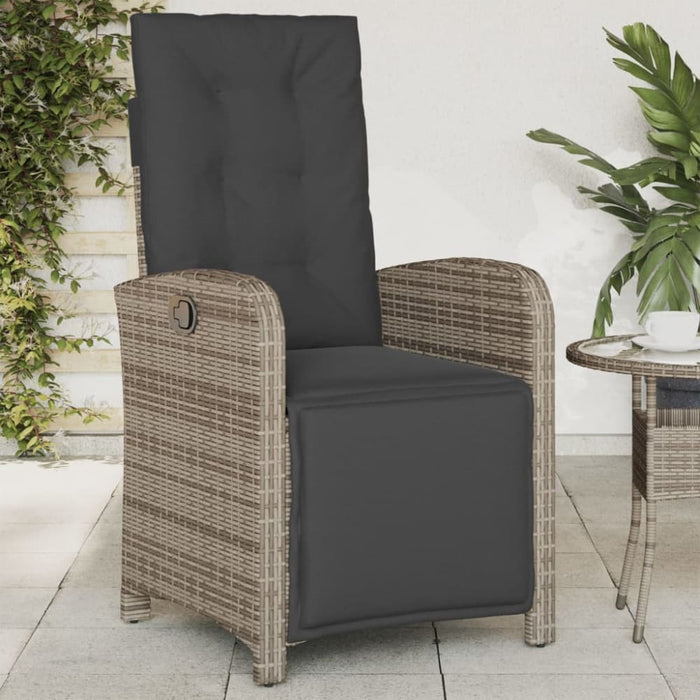 Reclining Garden Chairs 2 Pcs With Footrest Grey Poly