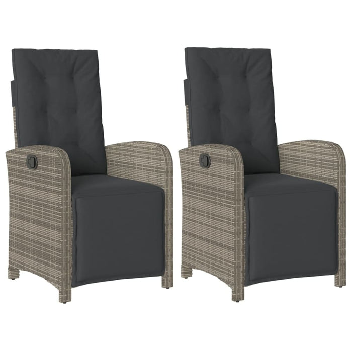 Reclining Garden Chairs 2 Pcs With Footrest Grey Poly