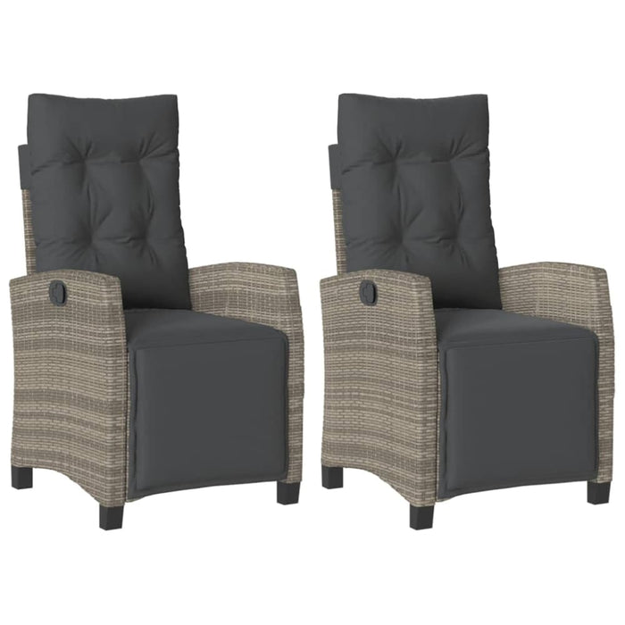 Reclining Garden Chairs 2 Pcs With Footrest Grey Poly