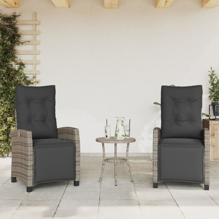 Reclining Garden Chairs 2 Pcs With Footrest Grey Poly