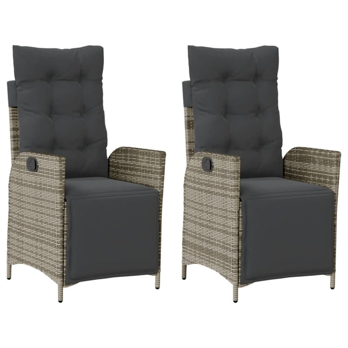 Reclining Garden Chairs 2 Pcs with Footrest Grey Poly