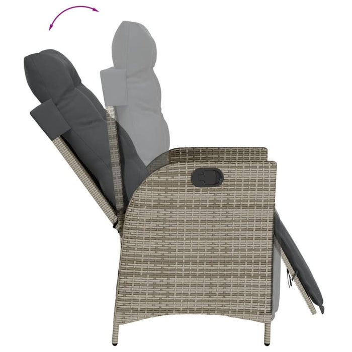 Reclining Garden Chairs 2 Pcs with Footrest Grey Poly