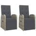 Reclining Garden Chairs with Cushions 2 Pcs Grey Poly