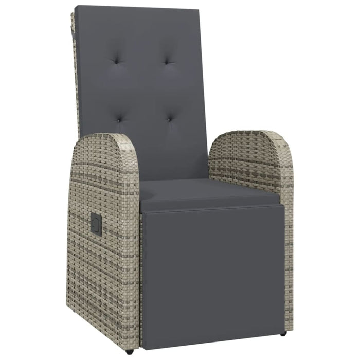 Reclining Garden Chairs With Cushions 2 Pcs Grey Poly