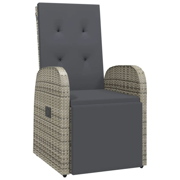 Reclining Garden Chairs with Cushions 2 Pcs Grey Poly