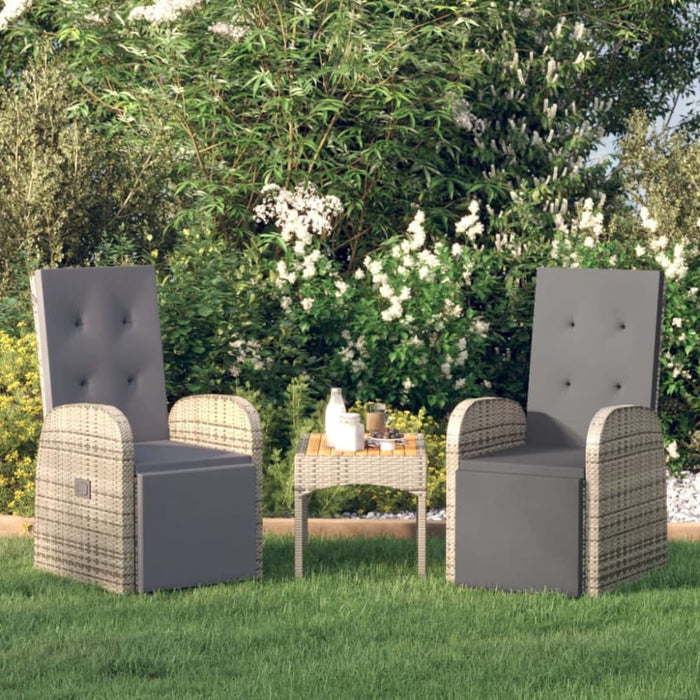 Reclining Garden Chairs with Cushions 2 Pcs Grey Poly