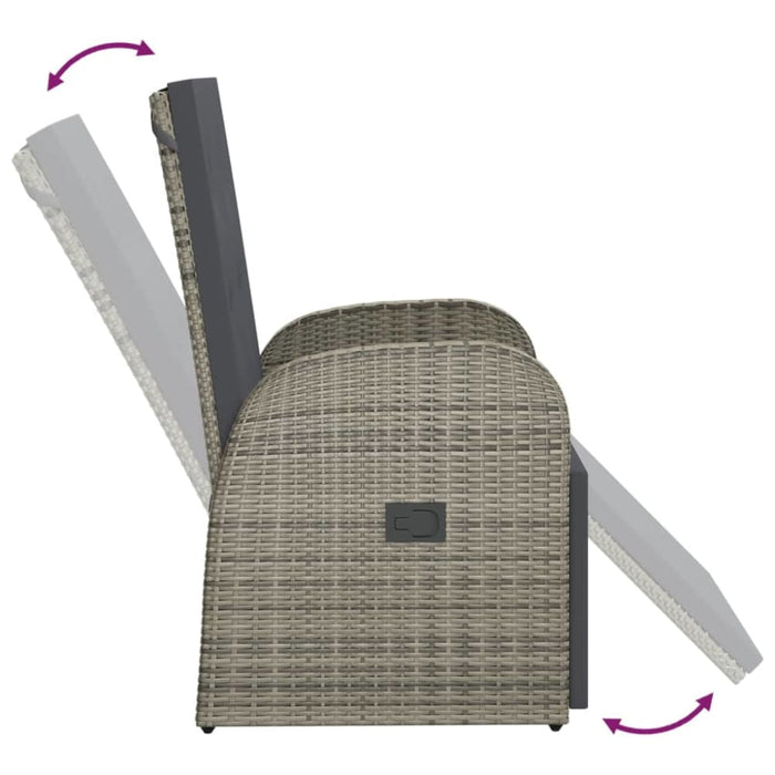 Reclining Garden Chairs with Cushions 2 Pcs Grey Poly