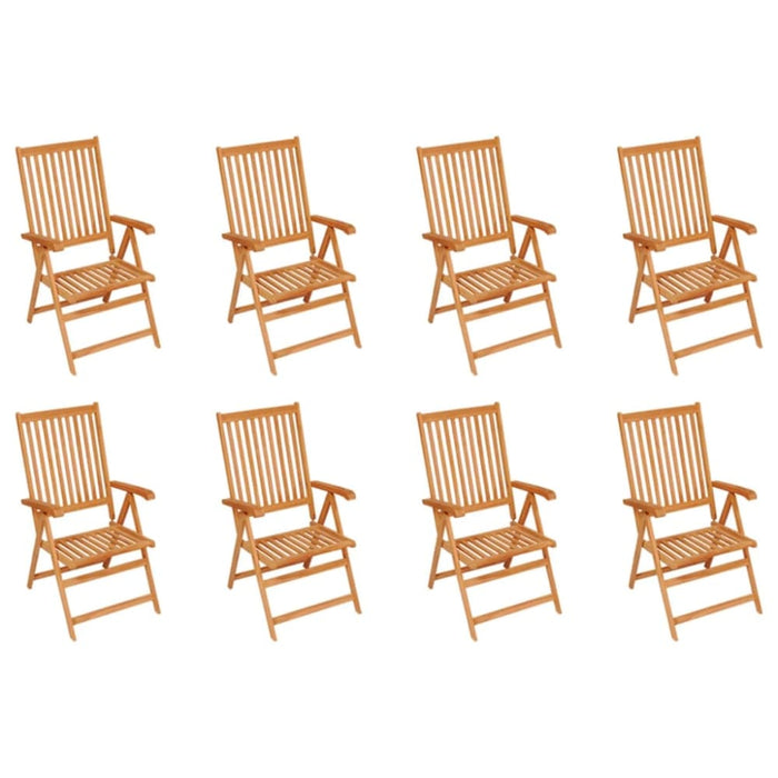 Reclining Garden Chairs with Cushions 8 Pcs Solid Teak Wood