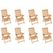 Reclining Garden Chairs with Cushions 8 Pcs Solid Teak Wood