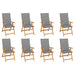 Reclining Garden Chairs with Cushions 8 Pcs Solid Teak Wood