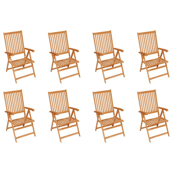 Reclining Garden Chairs with Cushions 8 Pcs Solid Teak Wood