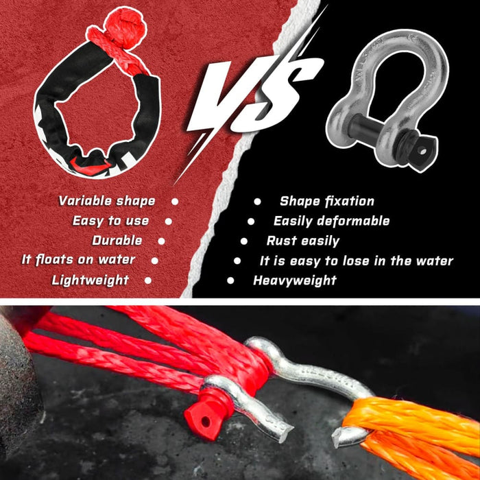 Recovery Ring Soft Shackle Kit Snatch Block Pulley Rope 4wd