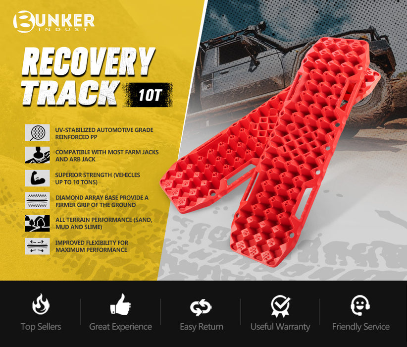 Pair Recovery Tracks With Jack Base Sand Track Red 10T 4Wd Car Accessories 4X4