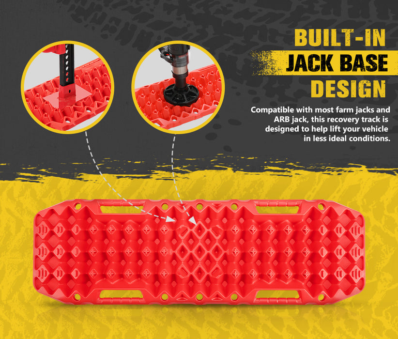 Pair Recovery Tracks With Jack Base Sand Track Red 10T 4Wd Car Accessories 4X4