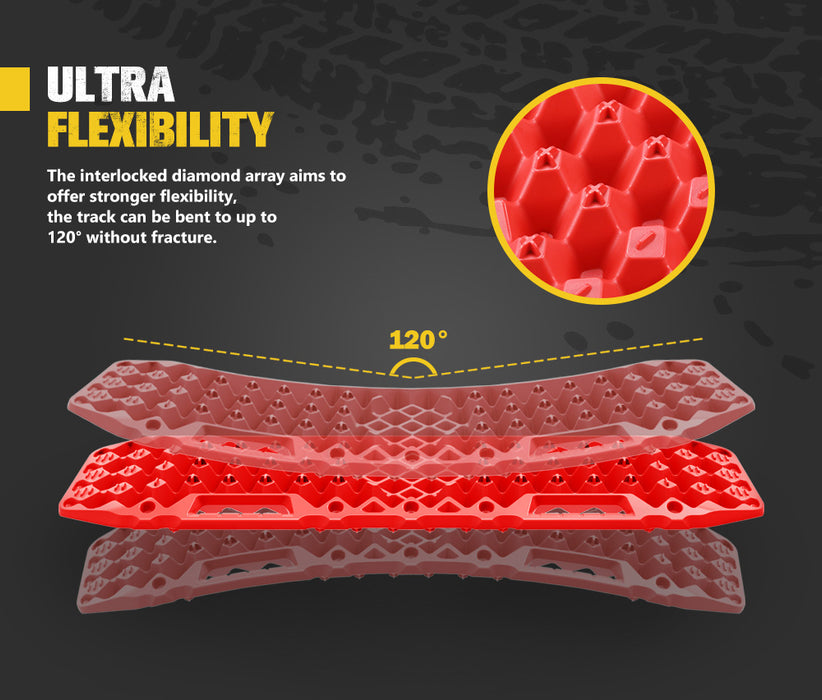 Pair Recovery Tracks With Jack Base Sand Track Red 10T 4Wd Car Accessories 4X4