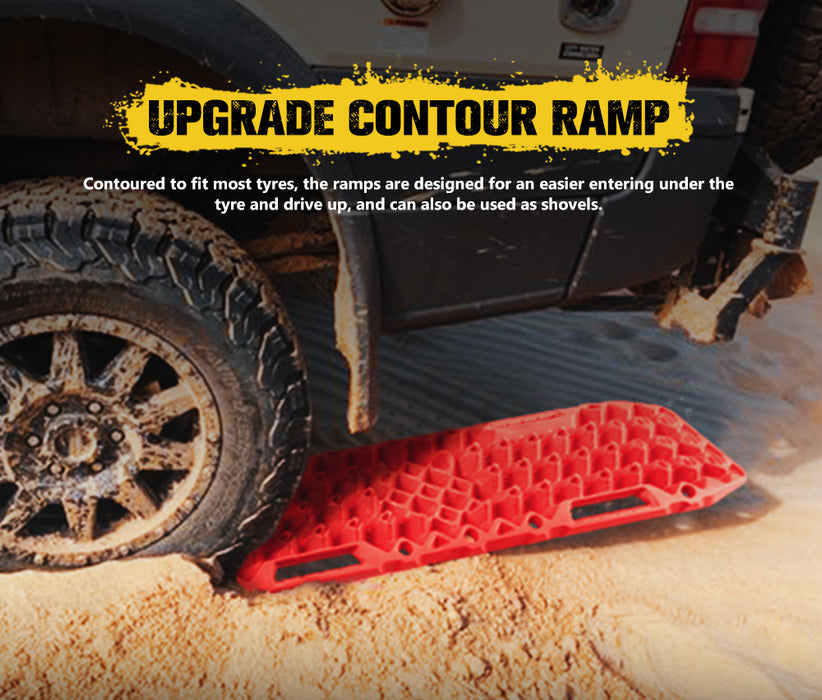 Pair Recovery Tracks With Jack Base Sand Track Red 10T 4Wd Car Accessories 4X4