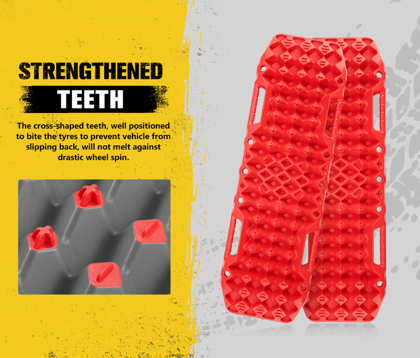 Pair Recovery Tracks With Jack Base Sand Track Red 10T 4Wd Car Accessories 4X4