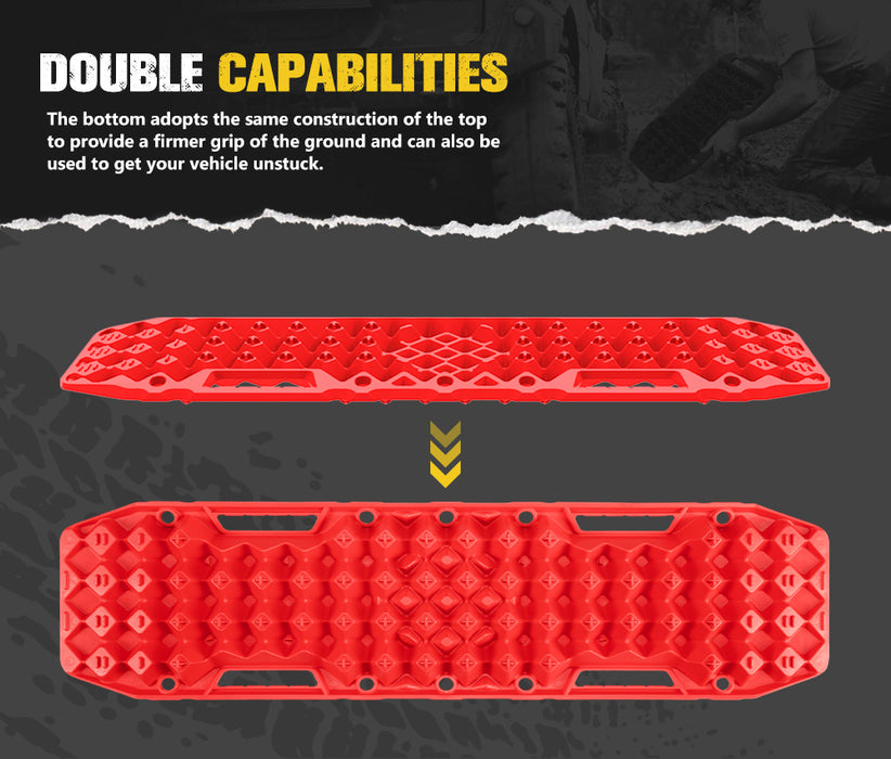 Pair Recovery Tracks With Jack Base Sand Track Red 10T 4Wd Car Accessories 4X4