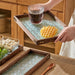 Rectangular Glass Wooden Tray for Living Room Snacks and Tea