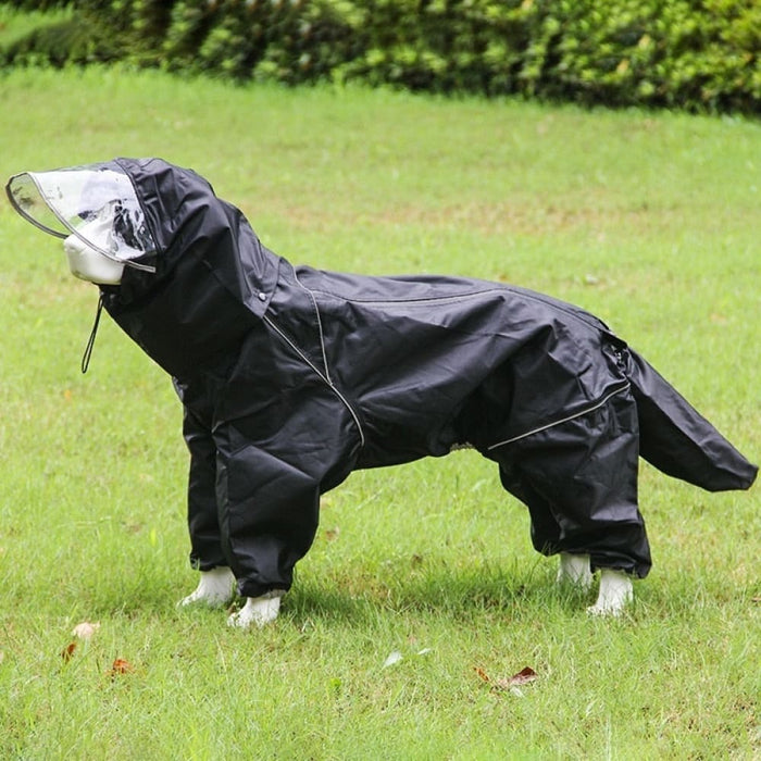 Reflective Rain Jacket with Cap for Dogs