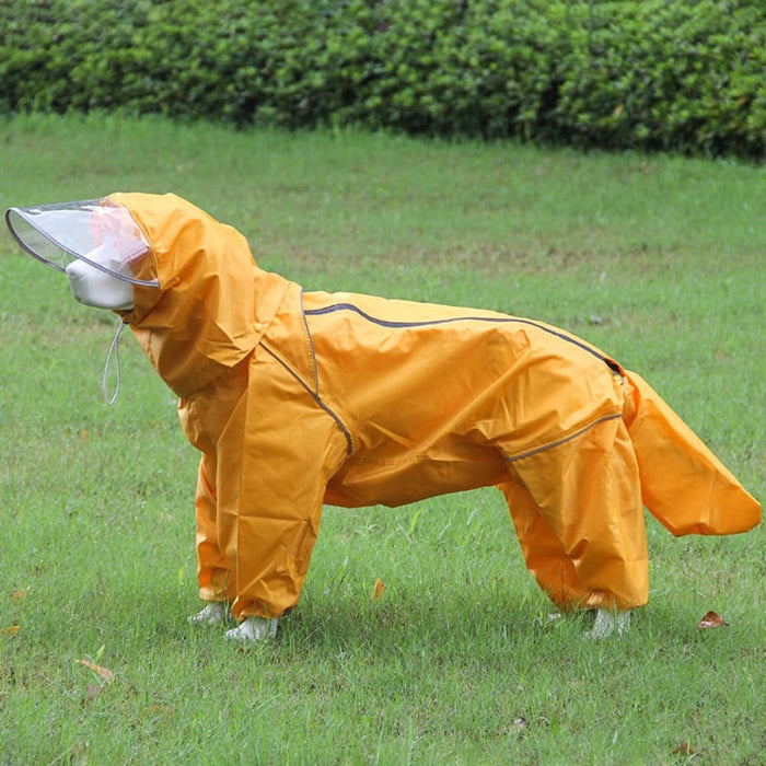 Reflective Rain Jacket with Cap for Dogs