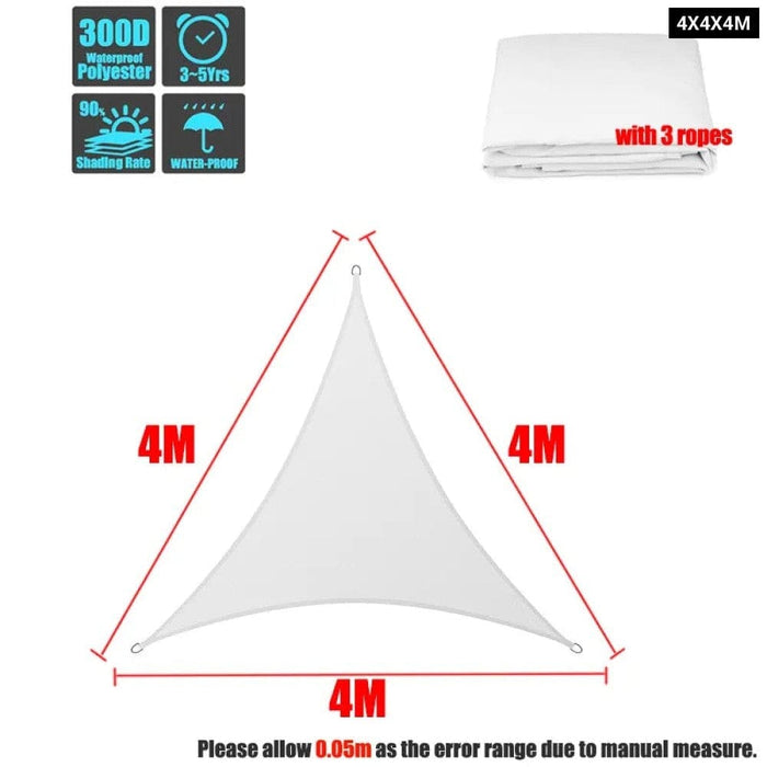 Regular Triangle Shade Sail White 300d Waterproof Polyester