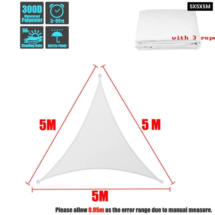 Regular Triangle Shade Sail White 300d Waterproof Polyester