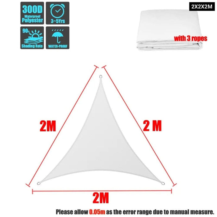 Regular Triangle Shade Sail White 300d Waterproof Polyester