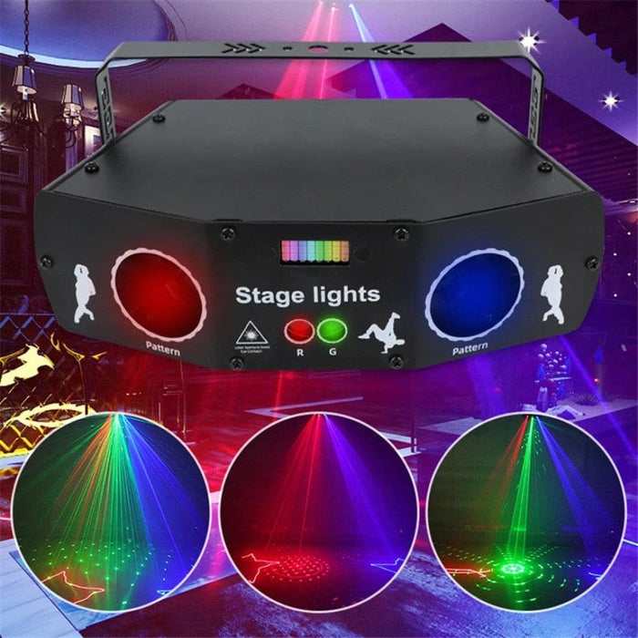 Remote 3in1 Dj Disco Rgb Laser Beam Patterns Light