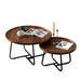 Removable Set of 2 Round Coffee Table Walnut Nesting Side