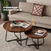 Removable Set of 2 Round Coffee Table Walnut Nesting Side