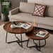 Removable Set of 2 Round Coffee Table Walnut Nesting Side