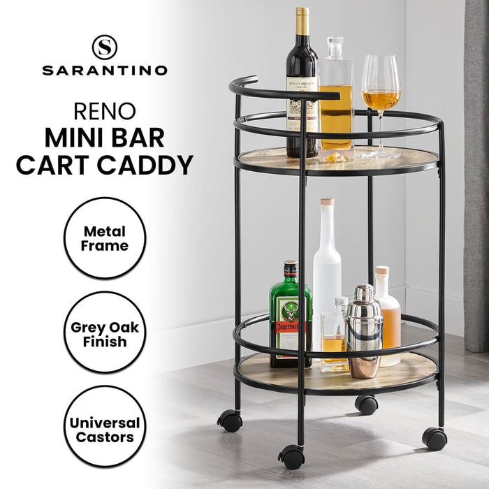 Reno Mini Bar Cart Caddy - Grey Oak