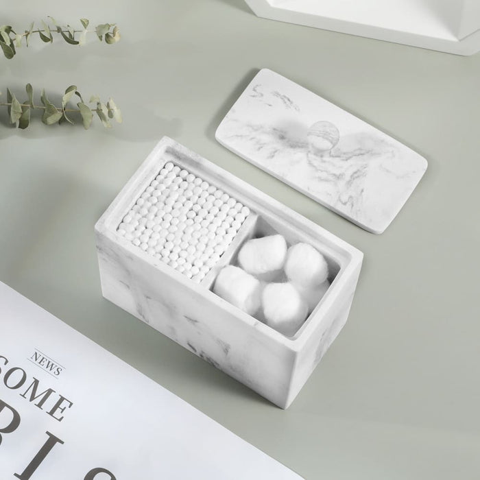 Resin Cotton Swab Holder with Lid