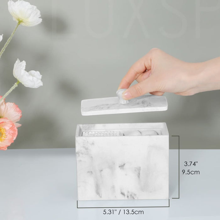 Resin Cotton Swab Holder with Lid