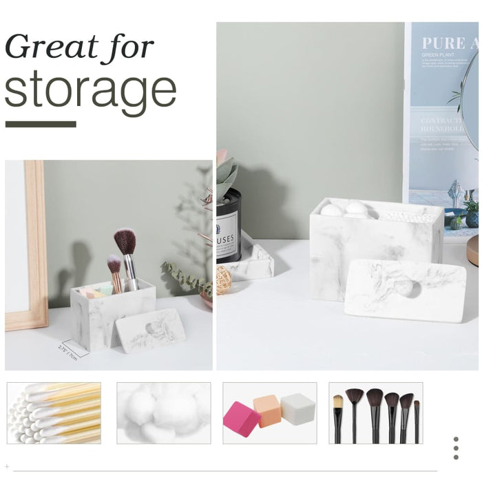 Resin Cotton Swab Holder with Lid