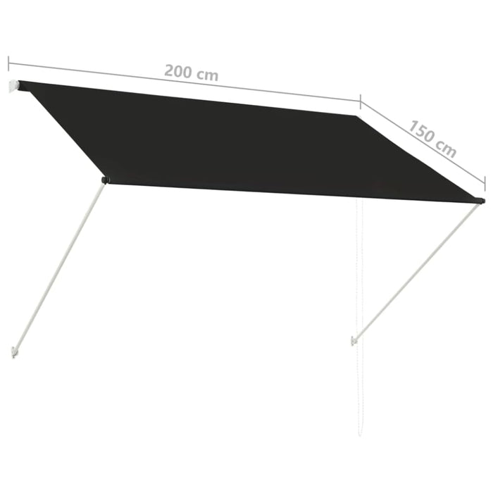 Retractable Awning 200x150 Cm Anthracite Oatipk