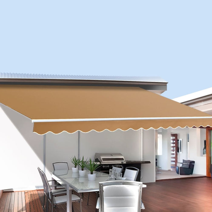 Retractable Folding Arm Awning Manual Sunshade 2.5mx2m Beige